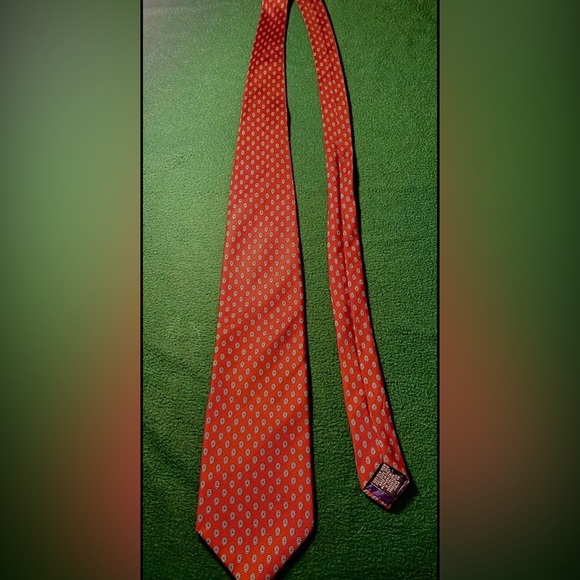 VTG Men’s Angelo Bosani Red 100% Silk Italian Made Micro Paisley Pattern Tie - Picture 4 of 5